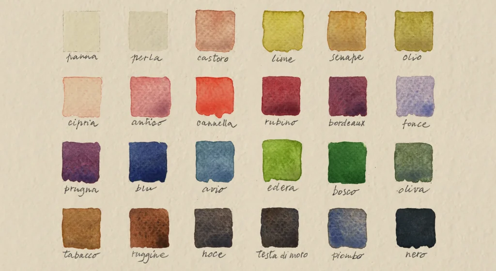 Palette di colori con acquarelli